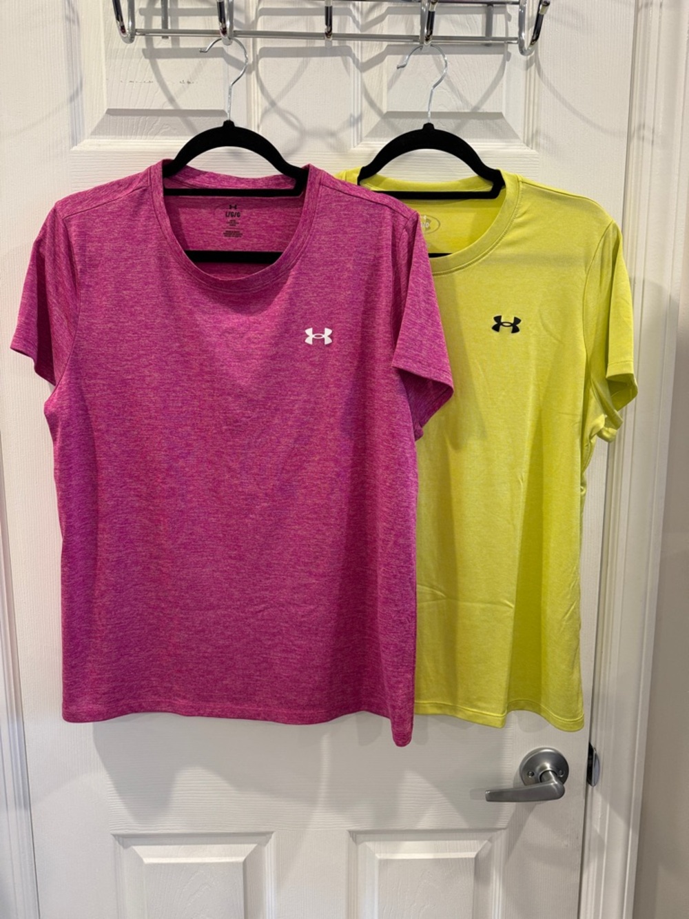 Under Armour Pink Heather & Yellow Women's Short Sleeve Tees